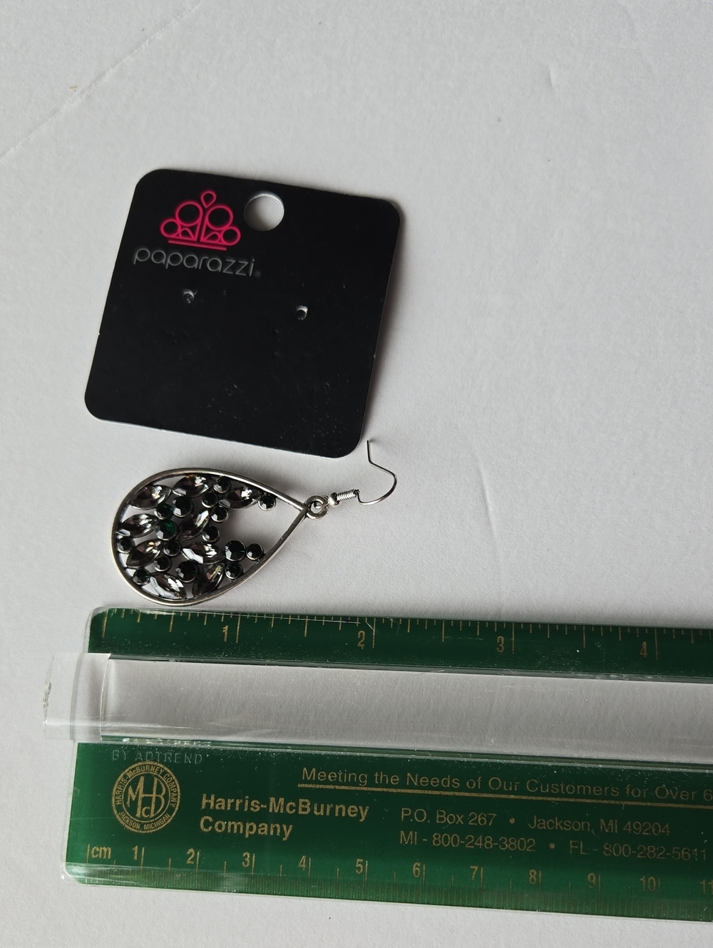 paparazzi Emerald & Smoke Teardrop Crystal Earrings - Picture 2 of 13